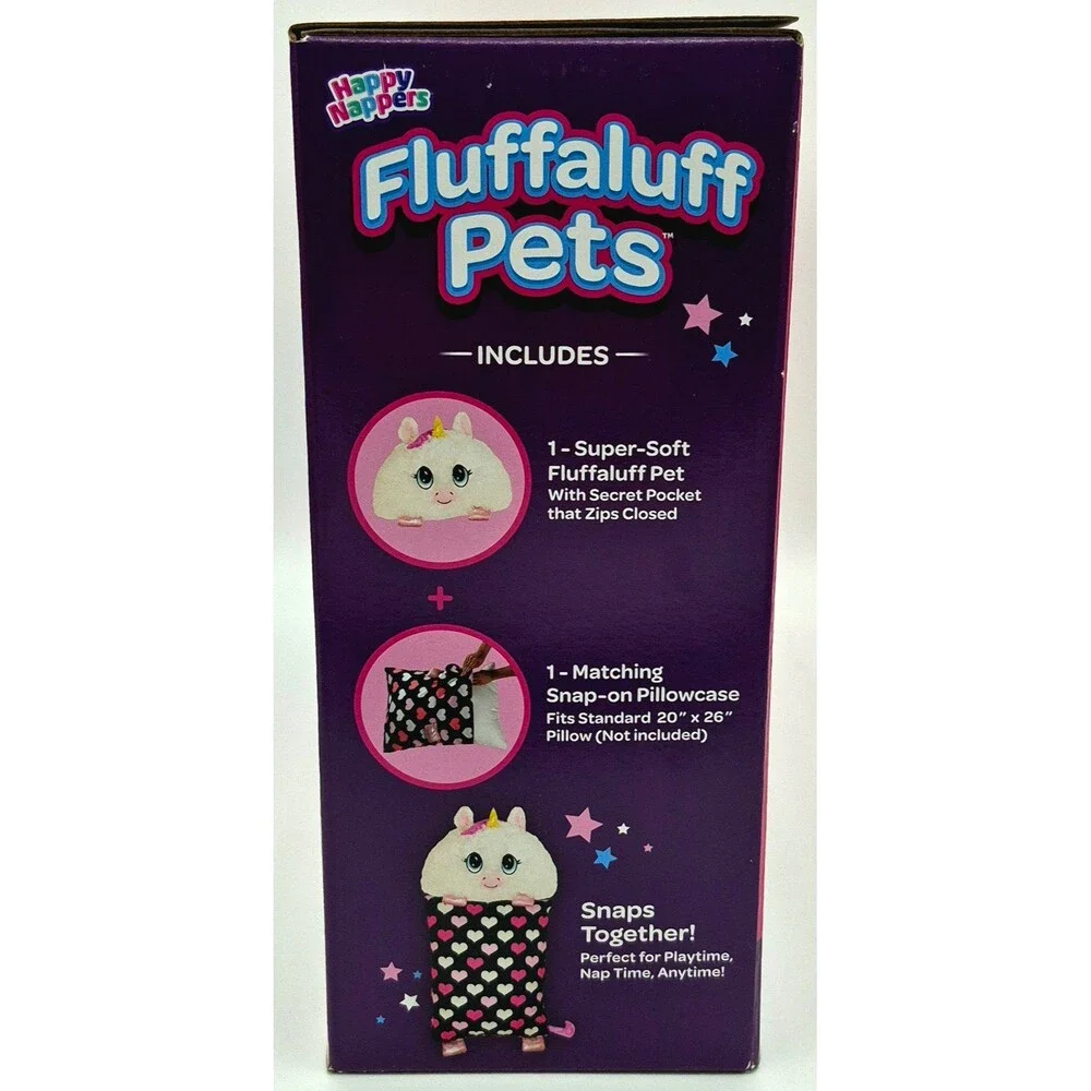 NEW Happy Nappers Fluffaluff Pets Arianna Unicorn 3ft Play Pillow Secret Pocket